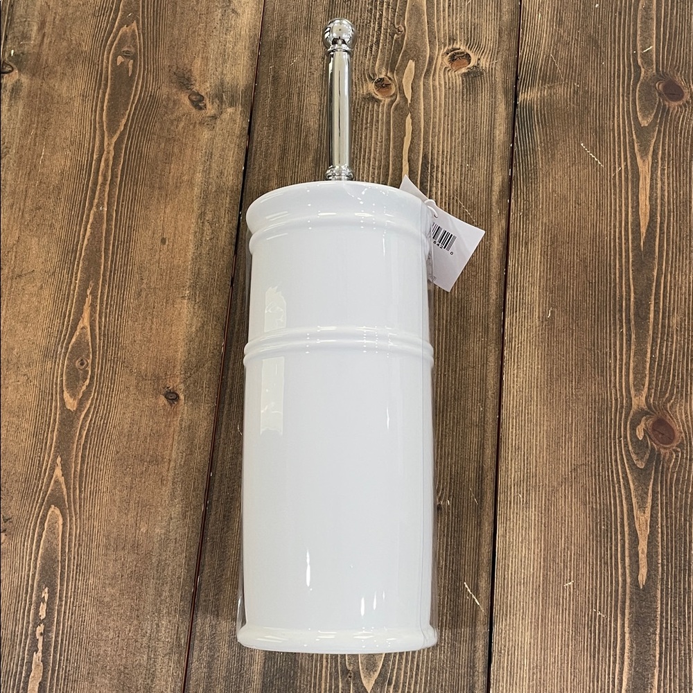 White Ceramic Toilet Brush Holder - Picture 5 of 7